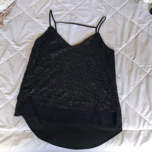 Black sequin flowy tank